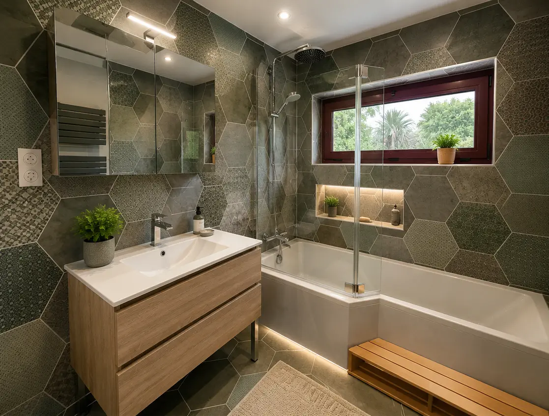 Salle de bain de caractère réalisée à Saint-Quay-Perros